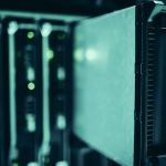 Close-up of server racks in a data center highlighting modern technology infrastructure.